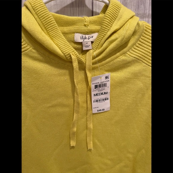 STYLE & CO hoodie sweater/ yellow sunray size M - Picture 6 of 7